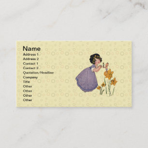 Girl Elf Fairy Daffodil Antique Easter Business Card