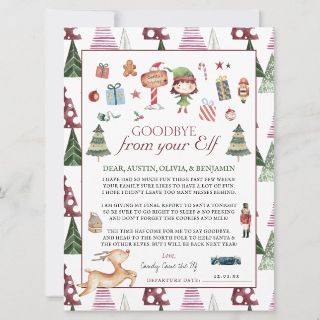 Girl Elf | Kids Christmas Elf Goodbye Letter (Front)
