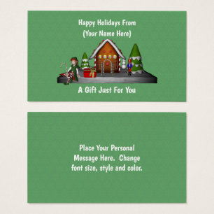 Girl Elf Scene Christmas Holiday Gift Card Tag