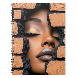 Girl Emerging Through Broken Brick Wall Notebook