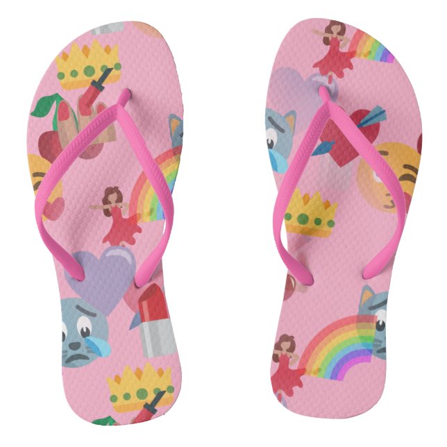 girl emoji flip flops sandals shoes (Footbed)