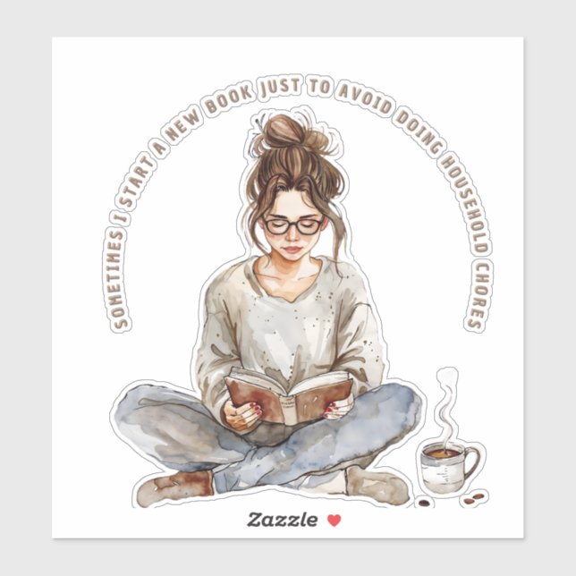 Girl Enjoying a Book with Coffee, Avoiding  (Sheet)