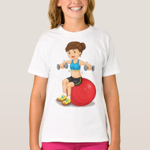 Girl Exercising With Weights Girls T-Shirt
