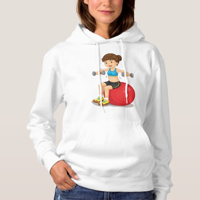 Girl Exercising With Weights Womens Hoodie (Front)