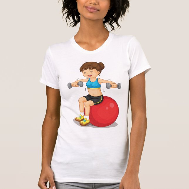 Girl Exercising With Weights Womens T-Shirt (Front)