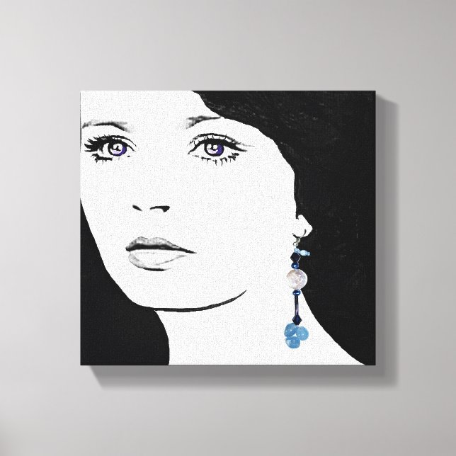 Girl face beautiful floral fashion illustration  canvas print (Front)