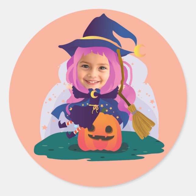 Girl Face Personalized Classic Round Sticker (Front)