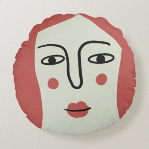Girl face round cushion