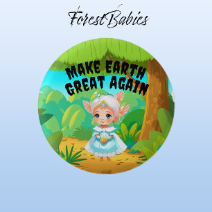 Girl Fairy, Make Earth Great Again, Environmental 3 Cm Round Badge