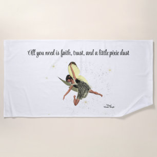 Girl Fairy With Yellow Wings Beach Towel