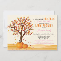 Girl Fall Pumpkin Baby Shower Invitation Card