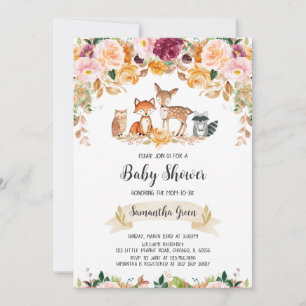 Girl Fall Woodland Baby Shower Invitation