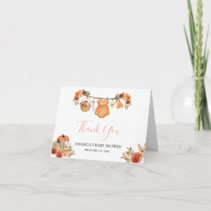 Girl Falling In Love Clothes Baby Shower Folded Thank You Card