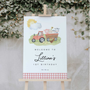 Girl Farm Animals Welcome Sign