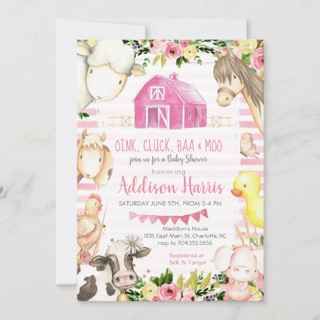 Girl Farm Baby shower Invitation (Front)