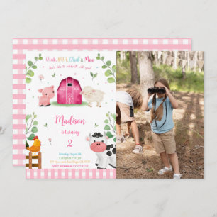 Girl Farm Birthday Photo Invitation