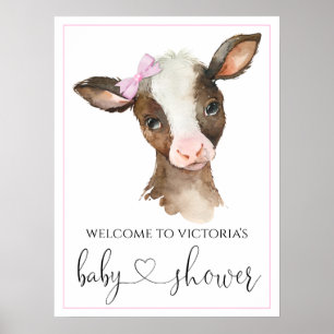 Girl Farm Cow Baby Shower Signs