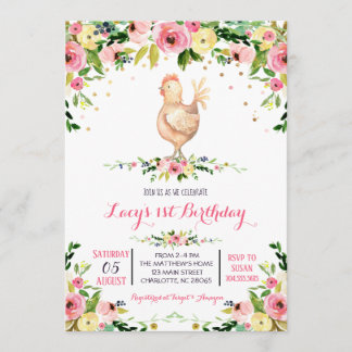 girl farm cow birthday invitation