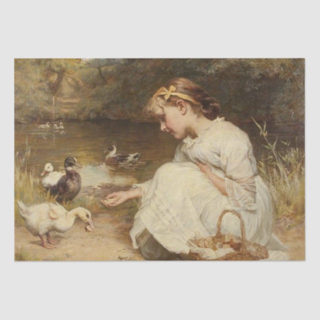 Girl Feeding Ducks (by Frederick Morgan) Tissue Paper (Front)