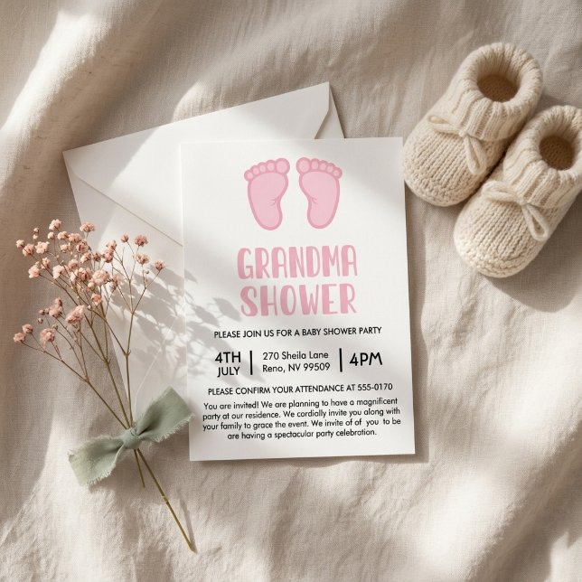 Girl Feet First Time Grandma Baby Shower Invitation (Creator Uploaded)