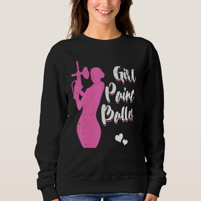 Girl Female Paintballer Player Paintball Shooting  Sweatshirt (Front)
