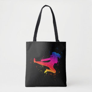 girl+fighter;martial+arts;paint+splash;female+figh tote bag