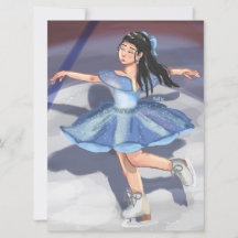 Girl Figure Skater Handdrawn Digital Art Post Card