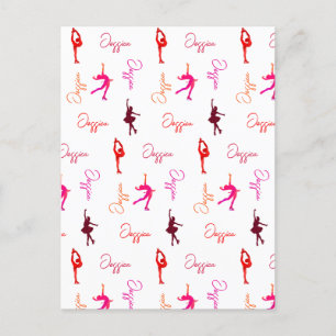 Girl Figure Skating Ice Skating Name All Over  Postcard