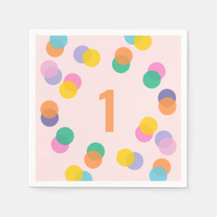 Girl First Birthday Colourful Confetti Napkin