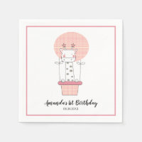 Girl First Birthday Giraffe Party Napkins