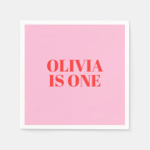 Girl First Birthday Pink and Red Modern