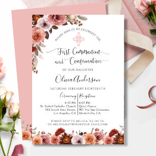 Girl First Communion and Confirmation Blush Pink  Invitation