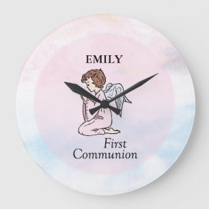 Girl, First Communion Angel Large Clock
