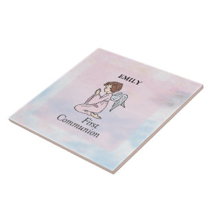 Girl, First Communion Angel Tile