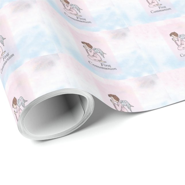 Girl, First Communion Angel Wrapping Paper (Roll Corner)