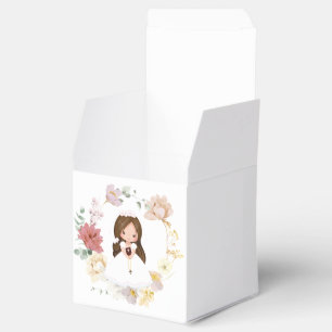 Girl First Communion - Elegant Floral Wreath  Favour Box