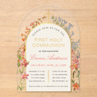 Girl First Communion Gold Arch Wildflowers Floral 