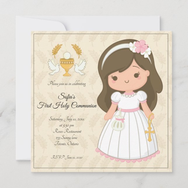 girl first communion invitation (Front)