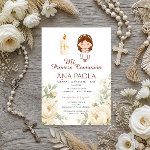 Girl First Communion Invitation in Spanish Boho