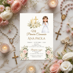 Girl First Communion Invitation in Spanish Boho