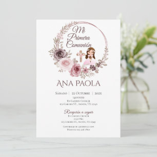 Girl First Communion Invitation in Spanish Boho