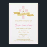 Girl First Communion Invitation - Pink<br><div class="desc">Invite your guests to a first communion celebration with this customisable invitation. Simply customise the information. Matching return address label and favour sticker.</div>