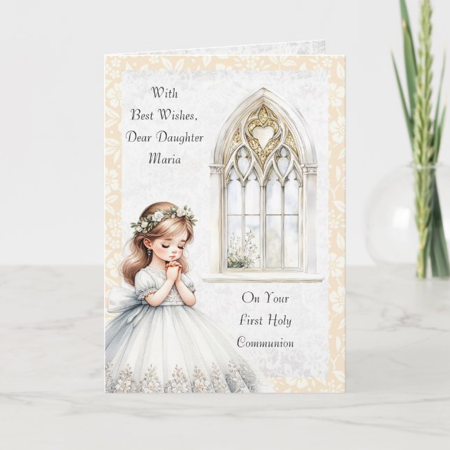 Girl First Communion Special Blessings Greeting Card (Front)