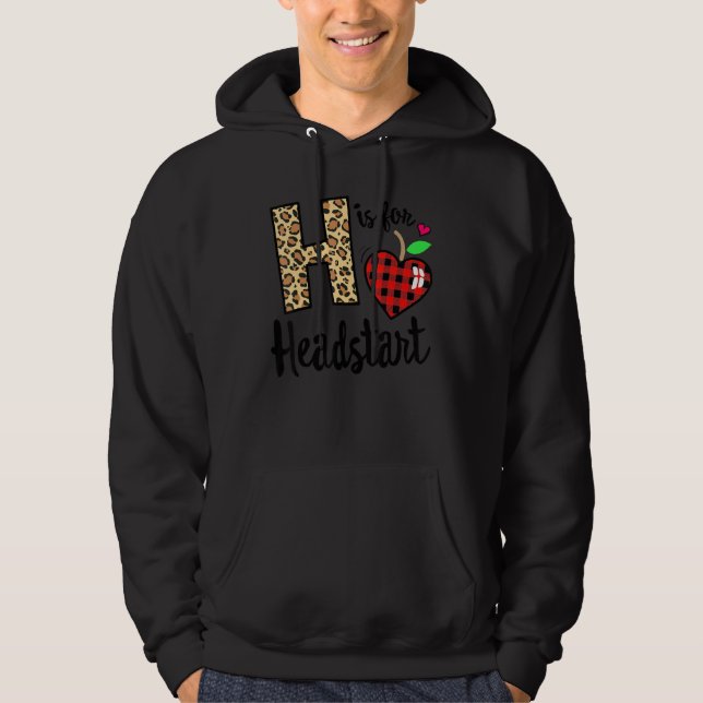 Girl First Day Headstart Leopard Plaid Back School Hoodie (Front)