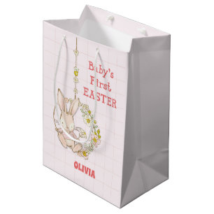 Girl First Easter Bunny on Flower Swing Medium Gift Bag
