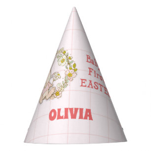 Girl First Easter Bunny on Flower Swing Party Hat
