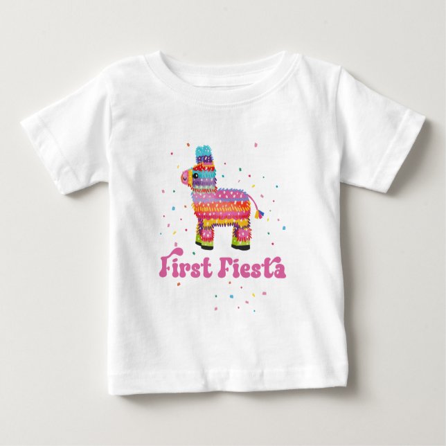 Girl First Fiesta Birthday Baby T-Shirt (Front)