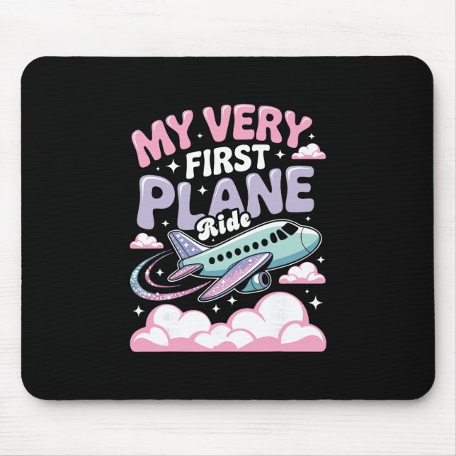 Girl First Plane Ride Children First Time Flyer  Mouse Pad (Front)