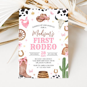 Girl First Rodeo Birthday Invitation