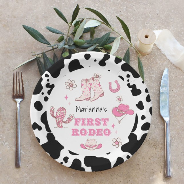Girl First Rodeo Cowgirl birthday party Paper Plate (Creator Uploaded)